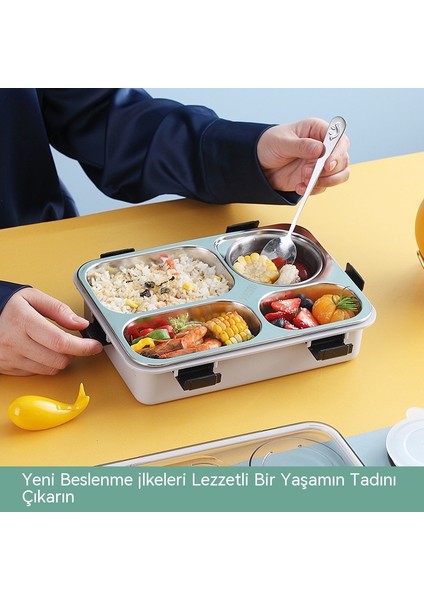 304 Paslanmaz Çelik Öğle Yemeği Kutusu Öğrenci Öğle Yemeği Kutusu 4 Bölmeli Mühürlü Yalıtımlı Öğle Yemeği Kutusu (Yurt Dışından) modelleri