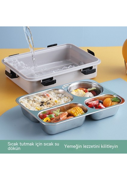 304 Paslanmaz Çelik Öğle Yemeği Kutusu Öğrenci Öğle Yemeği Kutusu 4 Bölmeli Mühürlü Yalıtımlı Öğle Yemeği Kutusu (Yurt Dışından) indirimleri