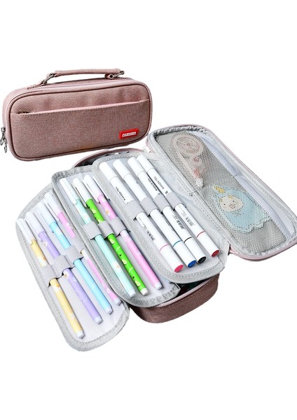 Kanvas Kalem Çantası Büyük Kapasiteli Basit Çok Fonksiyonlu Kalem Çantası Lise Ortaokul Öğrencisi Kırtasiye Çantası (Yurt Dışından)