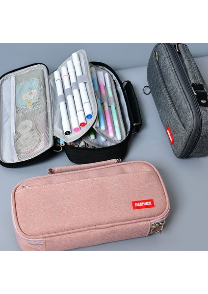 Kanvas Kalem Çantası Büyük Kapasiteli Basit Çok Fonksiyonlu Kalem Çantası Lise Ortaokul Öğrencisi Kırtasiye Çantası (Yurt Dışından) modelleri