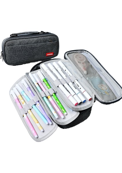 Kanvas Kalem Çantası Büyük Kapasiteli Basit Çok Fonksiyonlu Kalem Çantası Lise Ortaokul Öğrencisi Kırtasiye Çantası (Yurt Dışından) indirimleri