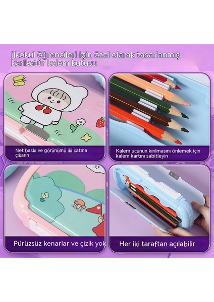 Beyaz Tahta, Sevimli ve Güzel Görünümlü Mavi Karikatür Çocuk Kalem Kutusu ile Yaratıcı Ilkokul Öğrencisi Çok Fonksiyonlu Kırtasiye Kutusu (Yurt Dışından)
