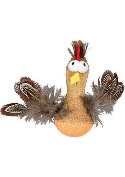 Kedi Oyuncağı Peluş ve Tüylü Tavuk Kediotlu 10 Cm
