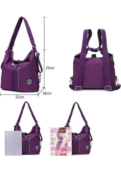 3 In 1 Kadın Çantaları Çok Fonksiyonlu Sırt Çantası Omuz Çantası Naylon Bez Tote Yeniden Kullanılabilir Alışveriş Çantası Bayan Seyahat Çantası Crossbody Çanta (Yurt Dışından) fırsatları