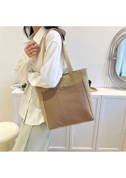 Kadınlar Içın Hasır Dokuma Omuz Çantaları Büyük Kapasiteli Çanta Rahat Elde Tutulan Bez Çantalar 2023 Yüksek Kaliteli Alışveriş Çantaları (Yurt Dışından) fırsatları
