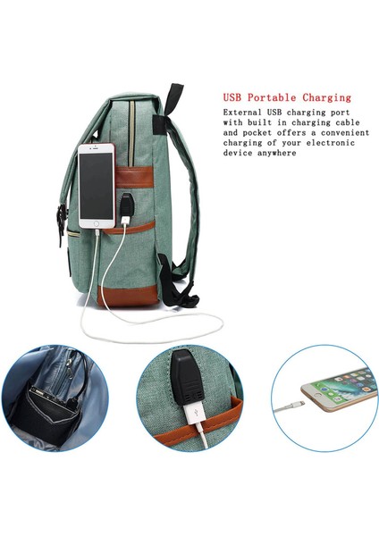 Bilgisayar Sırt Çantası Retro Erkekler ve Kadınlar Açık Tuval Büyük Seyahat Çantası USB ile Moda Sırt Çantası (Yurt Dışından) fiyatları