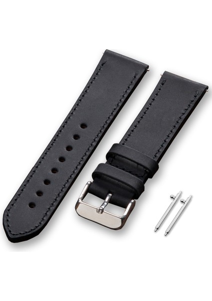 Xiaomi Mi Watch Color 22mm Siyah Deri Kordon Akıllı Saat Kordonu Hakiki Siyah Deri Kayış Xiaomi Akıllı Saat Kordonu
