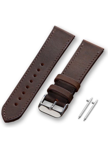 Honor Magic Watch 2 Deri Kordon 42MM 20mm Hakiki Deri Kayış Honor Deri Kayış Akıllı Saat Kordonu Kahverengi