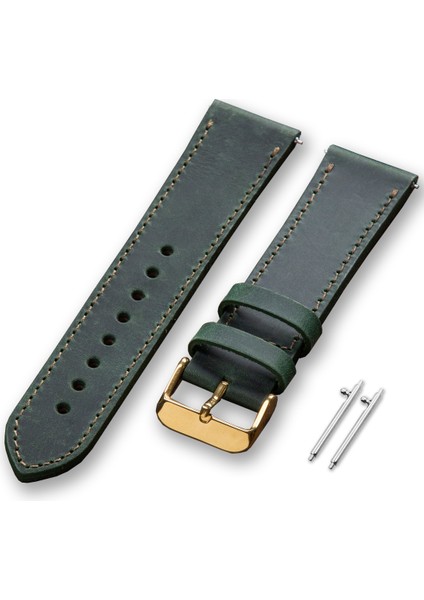 Samsung Galaxy Watch Kordon Watch 6 5 4 / Pro Watch 6 Classic 40MM 43MM 44MM 47MM Watch 5 / Watch 5 Pro 40 44 45 Watch 4 40 42 44 46MM 20MM Yeşil Deri Kayış