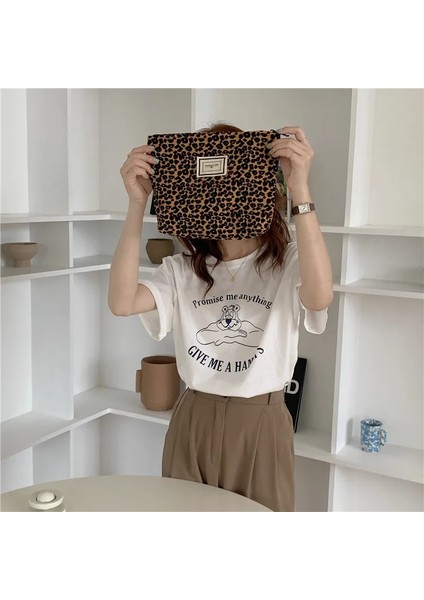 Bir Stil Yeni Leopar Baskı Kozmetik Çantası Kore Kadın Ekose Kozmetik Çantası Büyük Kapasiteli Kadın Seyahat Makyaj Saklama Çantası Güzellik Kılıfları (Yurt Dışından) fırsatları