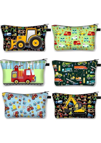 SHZBFRIRETR06CW Stili Sevimli Mühendislik Araç Baskı Kozmetik Durumda Itfaiye Aracı Ekskavatör Buldozer Kawaii Makyaj Çantaları Kadın Tuvalet Kız Kozmetik Çantası (Yurt Dışından) fırsatları