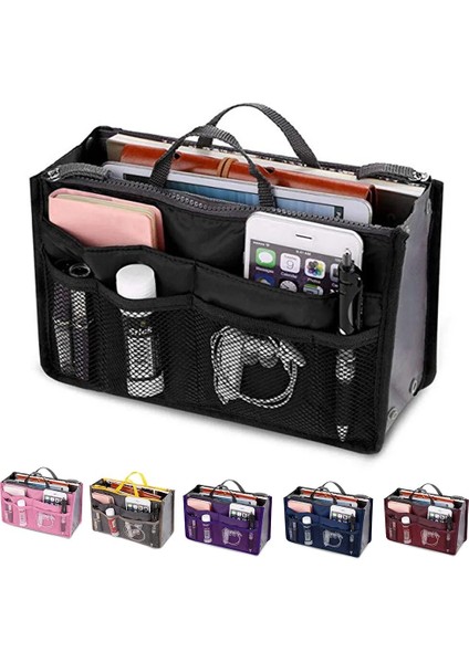 Pembe Tarzı Yeni Bayanlar Taşınabilir Organizatör Çantası Çok Fonksiyonlu Seyahat Bölmesi Çanta Kadın Basit Fermuar Depolama Kozmetik Çantası (Yurt Dışından) modelleri