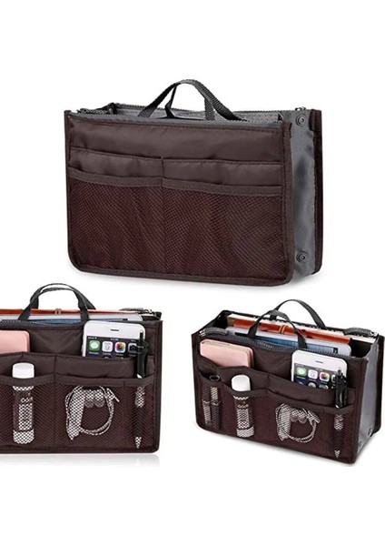 Pembe Tarzı Yeni Bayanlar Taşınabilir Organizatör Çantası Çok Fonksiyonlu Seyahat Bölmesi Çanta Kadın Basit Fermuar Depolama Kozmetik Çantası (Yurt Dışından) fırsatları