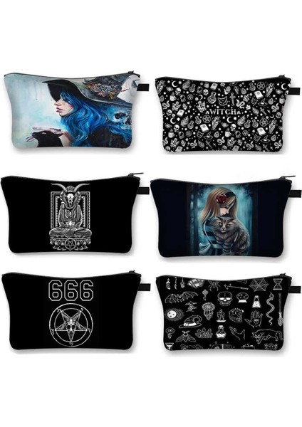 SHZBGOTHICE01 Tarzı Gotik Melek Wicca Cadı Kozmetik Durumda Kadın Makyaj Çantası Bayan Kozmetik Çantaları Seyahat Için Taşınabilir Kız Makyaj Ruj Organizatör (Yurt Dışından) fırsatları