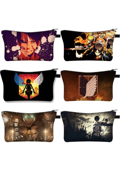 SHZBATTACK30 Tarzı Anime Attack On Titan Kozmetik Çantası Kadın Makyaj Çantaları Levi Mikasa Eren Bayanlar Kozmetik Kutuları Organizatör Saklama Torbaları (Yurt Dışından)