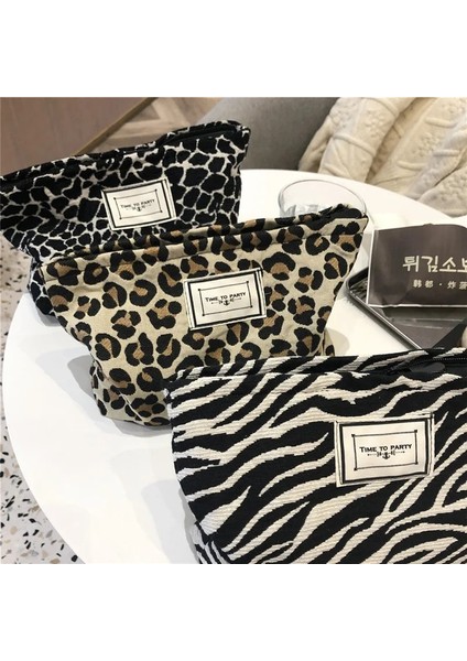 Banmawen Stili Büyük Kadın Leopar Kozmetik Çantası Kanvas Su Geçirmez Fermuar Makyaj Çantası Seyahat Yıkama Makyaj Organizatör (Yurt Dışından) modelleri