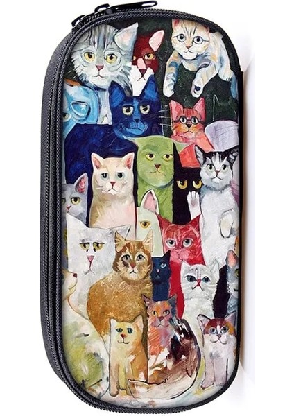 Kensen Shop QBBMM28H Stili Sevimli Kedi Baskı Okul Kalem Çantası Kız Erkek Kalem Kutusu Kanvas Kalem Çantası Kawaii Siyah Kedi Kalem Kutusu Kadın Kozmetik Çantası Makyaj Çantası (Yurt Dışından)