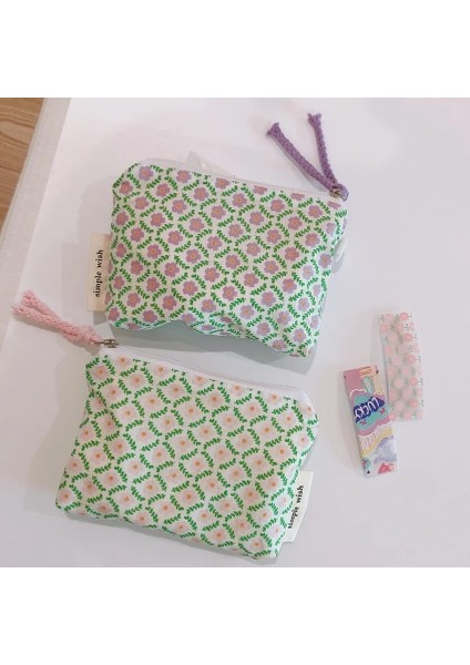 Tipn Stili Küçük Çiçek Kozmetik Çantası Pamuk Mini Kumaş Kadın Seyahat Makyaj Makyaj Çantası Kore Kadın Küçük Çanta Fermuarlı Bozuk Para Kesesi Kılıfı (Yurt Dışından) fiyatları