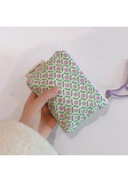 D Tipi Stili Küçük Çiçek Kozmetik Çantası Pamuk Mini Kumaş Kadın Seyahat Makyaj Makyaj Çantası Kore Kadın Küçük Çanta Fermuarlı Bozuk Para Kesesi Kılıfı (Yurt Dışından) indirimleri