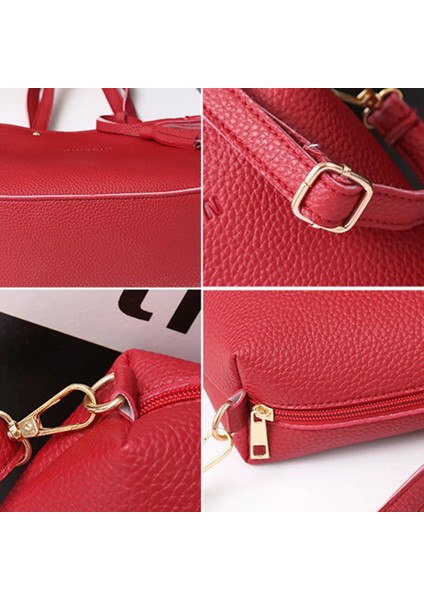 Kırmızı Stil 4 # Kadın Çantaları Dört Takım Çanta Omuz Tote Crossbody Çanta Taschen Bolsa Masculina Sac Femme Yüksek Li Basit Çanta 2021 (Yurt Dışından)