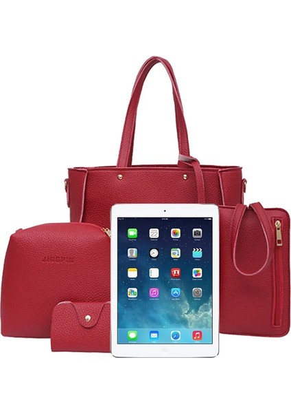 Kırmızı Stil 4 # Kadın Çantaları Dört Takım Çanta Omuz Tote Crossbody Çanta Taschen Bolsa Masculina Sac Femme Yüksek Li Basit Çanta 2021 (Yurt Dışından)