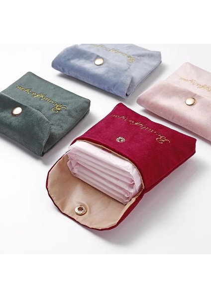 Bordo Tarzı Kadife Taşınabilir Kozmetik Çantası Seyahat Mini Para Para Kımlık Kartı Ruj Saklama Kutusu Kadın Temizlik Peçeteleri Ped Ambalaj Kese Çanta (Yurt Dışından) fırsatları