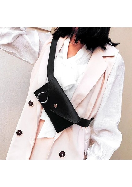 Kahverengi Tarzı Kadın Tek Omuz Crossbody Çanta Tüm Maç Bel Göğüs Paketi Ersonality Pu Deri Kemer Zarf Çanta (Yurt Dışından)