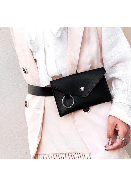 Kahverengi Tarzı Kadın Tek Omuz Crossbody Çanta Tüm Maç Bel Göğüs Paketi Ersonality Pu Deri Kemer Zarf Çanta (Yurt Dışından)