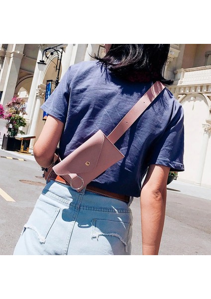 Kahverengi Tarzı Kadın Tek Omuz Crossbody Çanta Tüm Maç Bel Göğüs Paketi Ersonality Pu Deri Kemer Zarf Çanta (Yurt Dışından)