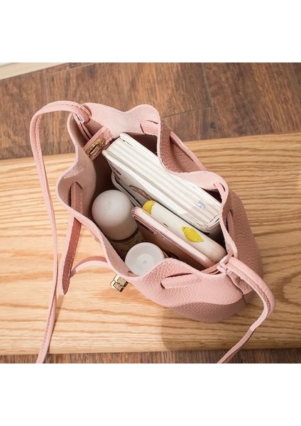 Yeşil Stil 2021 Yeni Moda Lychee Desen Kadın Kova Çanta Vintage Messenger Çanta Yüksek Li Retro Omuz Çantası Basit Crossbody Çanta Tote (Yurt Dışından)