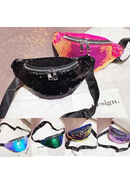 Beyaz Stil Kadın Pullu Fanny Paketi Moda Kadın Bel Çantası Yeni Göğüs Kılıfı Omuz Çantası Glitter Bum Kemerleri Çanta Bel Paketleri (Yurt Dışından) modelleri