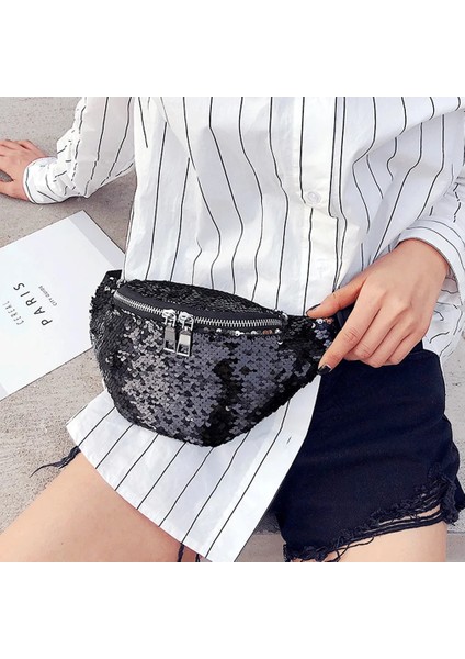 Beyaz Stil Kadın Pullu Fanny Paketi Moda Kadın Bel Çantası Yeni Göğüs Kılıfı Omuz Çantası Glitter Bum Kemerleri Çanta Bel Paketleri (Yurt Dışından) fırsatları