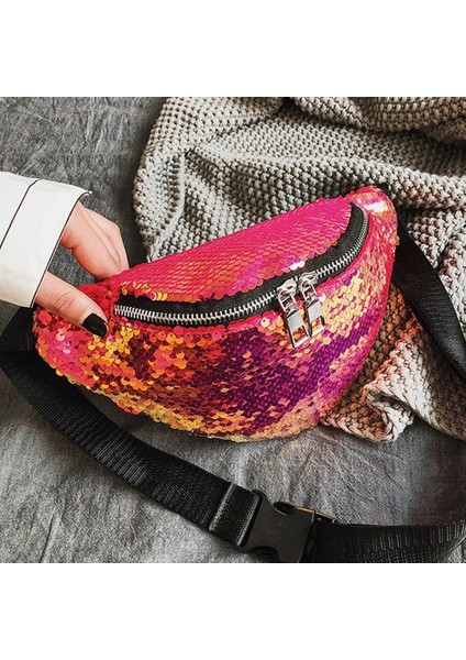 Beyaz Stil Kadın Pullu Fanny Paketi Moda Kadın Bel Çantası Yeni Göğüs Kılıfı Omuz Çantası Glitter Bum Kemerleri Çanta Bel Paketleri (Yurt Dışından) indirimleri