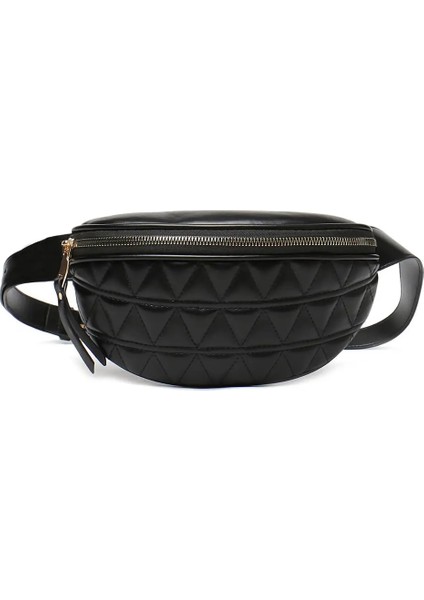 Siyah Stil Moda Pu Deri Bel Çantası Lüks Tasarımcı Bel Paketi Genişletilebilir Kadın Cep Telefonu Crossbody Omuz Çantası Çanta (Yurt Dışından)