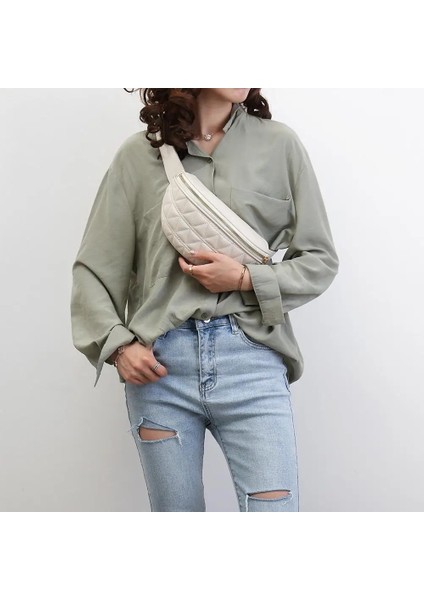 Siyah Stil Moda Pu Deri Bel Çantası Lüks Tasarımcı Bel Paketi Genişletilebilir Kadın Cep Telefonu Crossbody Omuz Çantası Çanta (Yurt Dışından)