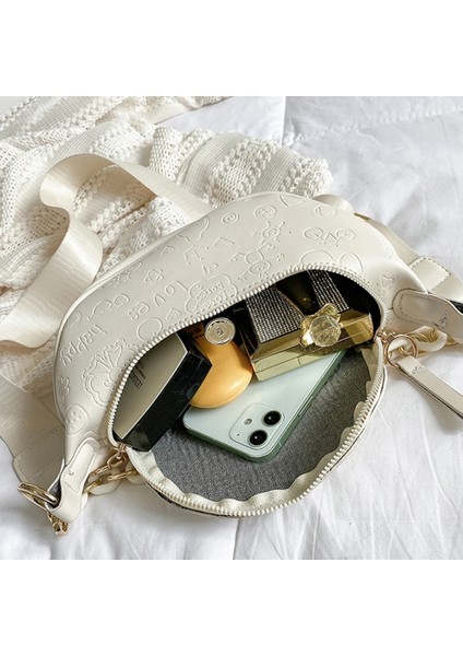 Siyah Stil Yüksek Li Pu Deri Eyer Çantaları Vintage Kadın Bel Kemeri Çantaları Tasarımcısı Saf Renk Crossbody Göğüs Çantaları Bayanlar Fanny Paketi (Yurt Dışından)