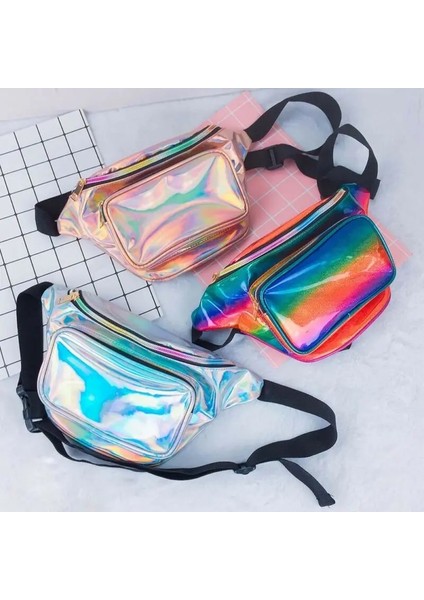 Bej Tarzı Kadınlar Için 8 Renkler Yeni Holografik Bel Çantası Lazer Fanny Paketi Kemer Çantası Bum Çanta Unisex Çanta (Yurt Dışından)