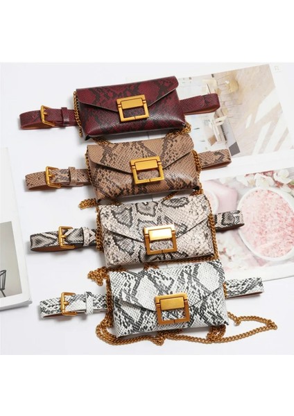 Mavi Stil 2019 Moda Kadın Serpantin Desen Bel Çantası Yılan Fanny Paketi Ünlü Tasarımcı Kemer Zinciri Göğüs Çantası Küçük Omuz Çantası (Yurt Dışından)