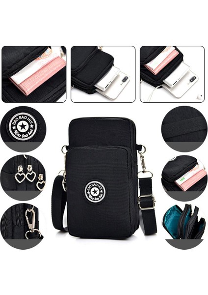 F Stili Kadın Messenger Flap El Çantası Cep Telefonu Çantaları Çok Fonksiyonlu Spor Kol Tek Omuz Crossbody Boyun Çanta Mini Çanta (Yurt Dışından)