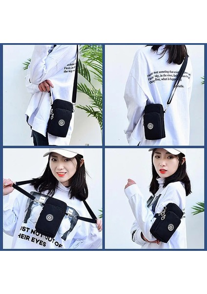 F Stili Kadın Messenger Flap El Çantası Cep Telefonu Çantaları Çok Fonksiyonlu Spor Kol Tek Omuz Crossbody Boyun Çanta Mini Çanta (Yurt Dışından)