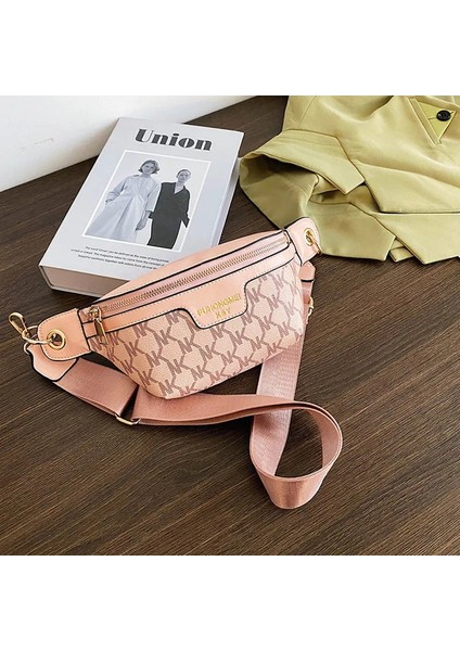 Pembe Tarzı Mektup Kadın Bel Çantası Pu Deri Bel Çantası Tasarımcı Crossbody Göğüs Çantaları Kadın Lüks Moda Çanta Kadın Kemer Çantası (Yurt Dışından)