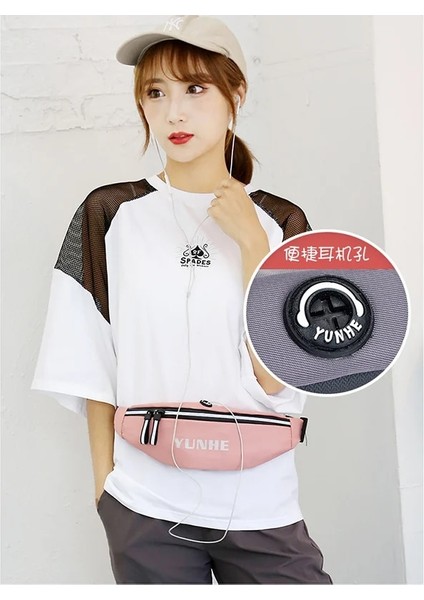 Siyah Stil Kadın Kemer Çantaları Kadın Fanny Paketi Bel Çantası Sling Crossboy Sırt Çantası Bum Kalça Cep Telefonu Cüzdan Anahtarları Kılıfı Kulaklık Deliği ile (Yurt Dışından) indirimleri