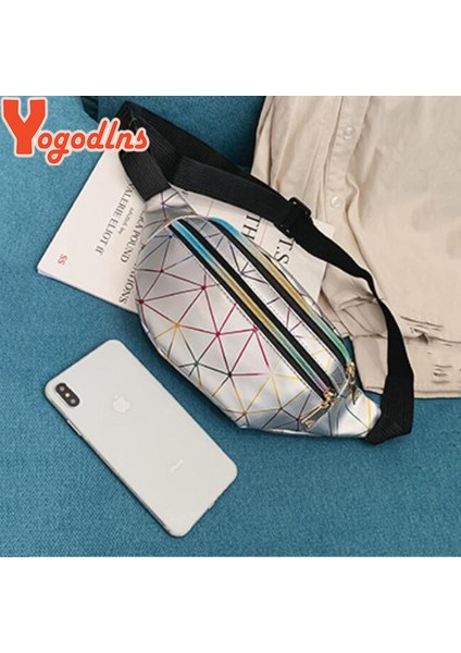Gümüş Tarzı 32X8X16CM Yogodlns Kadınlar Için Yeni Moda Çift Fermuarlı Bel Çantası Pu Deri Ekose Omuz Çantası Rahat Lazer Göğüs Crossbody Çanta Bolsas (Yurt Dışından) fırsatları