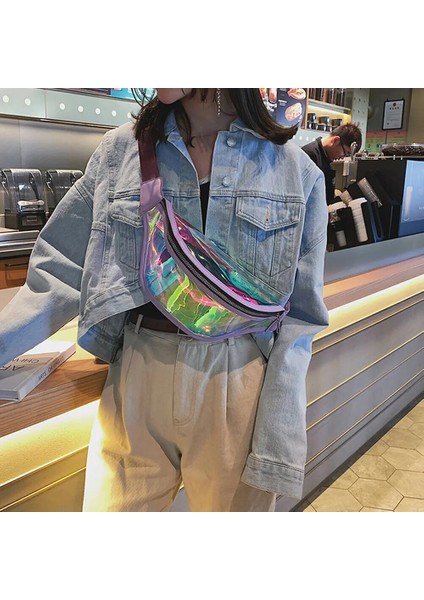 Pembe Tarzı 2019 Moda Kemer Bel Çantası Su Geçirmez Şeffaf Şeffaf Punk Holografik Fanny Paketi Kadınlar Için Lazer Bel Paketi (Yurt Dışından)