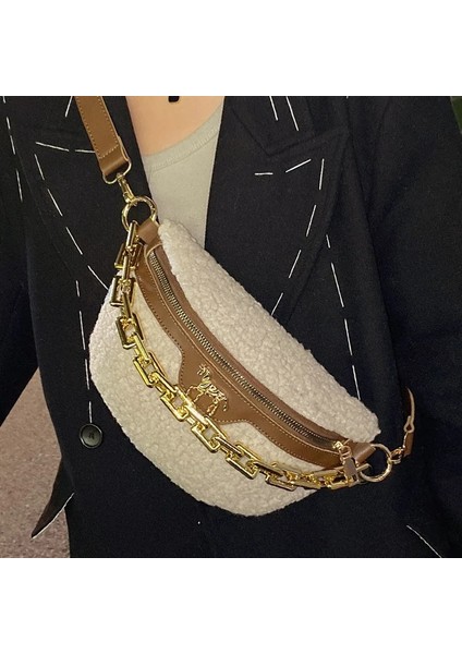 Leopar Tarzı Lüks Zincir Bel Çantası Kadın Yünlü Kumaş Fanny Paketi Moda Göğüs Paketi Mini Kadın Kemer Çantaları Kadın Omuz Crossbody Çanta (Yurt Dışından) fiyatları