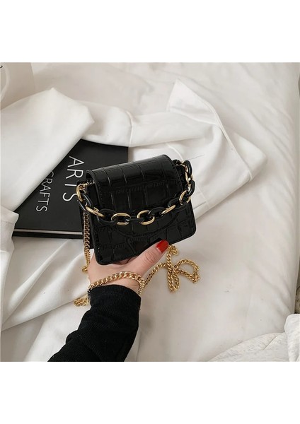 Kırmızı Stil Büyük 13X6X11CM Vintage Süper Mini Taş Desen Çanta Akrilik Zincir Kadın Crossbody Çanta Kadın Ins Sıcak Mini Timsah Sikke Ruj Çantalar (Yurt Dışından)