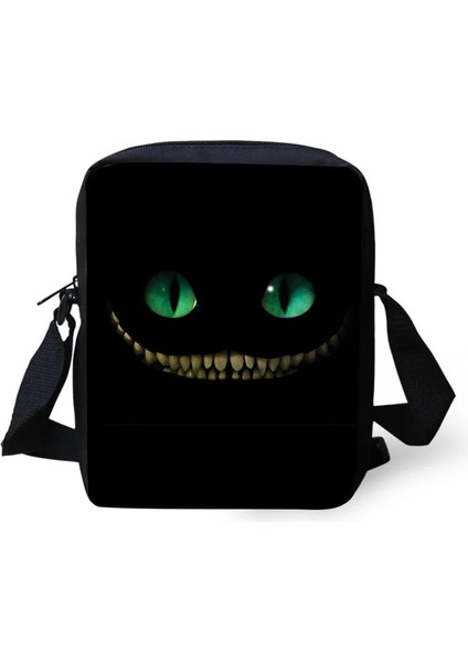 L5402E Stili Nopersonality Gotik Ay Fazı Siyah Kedi Baskılar Kadın Crossbody Çanta Genç Kız Moda Omuz Çantası Kadın Çanta (Yurt Dışından)