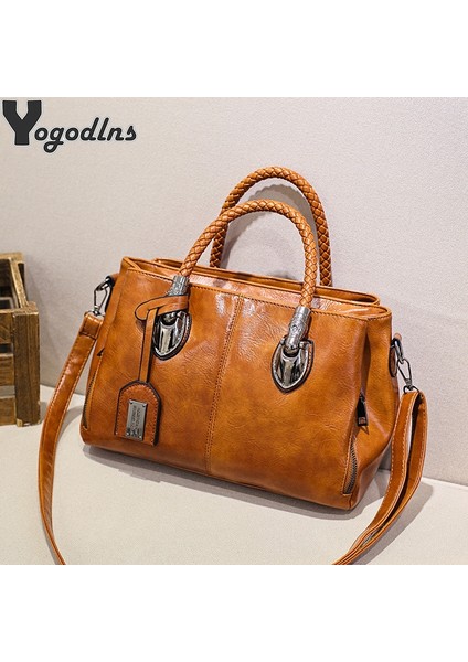 Siyah Stil 30X14X20CM Kadınlar Için Vintage Boston Çantaları Postacı Çantaları Kadın Omuz Çantaları Tote Moda Yağ Balmumu Deri Çantalar Günlük Crossbody Çantalar (Yurt Dışından) fiyatları