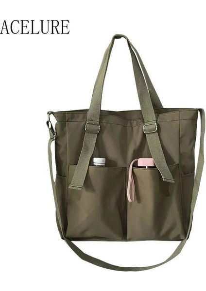 Siyah Kurbağa Stili 2022 Kadın Crossbody Kadın Çanta Alışveriş Basit Moda Fermuar Çanta Omuz Su Geçirmez Büyük Kapasiteli Bez Çantalar (Yurt Dışından)