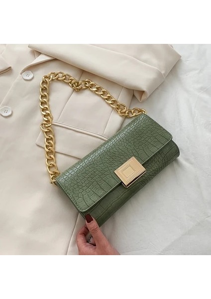 Yeşil Stil Moda Vintage Çantalar Womerocodile Desen Omuz Çanta Lüks Çanta Kadın Çanta Tasarımcısı Kadın Çanta Çanta (Yurt Dışından)